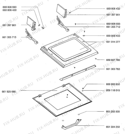 Взрыв-схема плиты (духовки) Aeg 3032B-W - Схема узла Door, main (large)