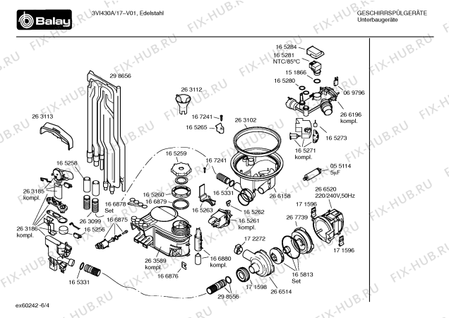 Схема №3 3VI430A с изображением Контактная пленка для электропосудомоечной машины Bosch 00176535