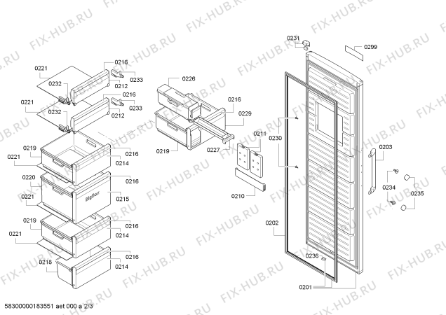 Взрыв-схема холодильника Bosch GSN54AW45 Bosch - Схема узла 02