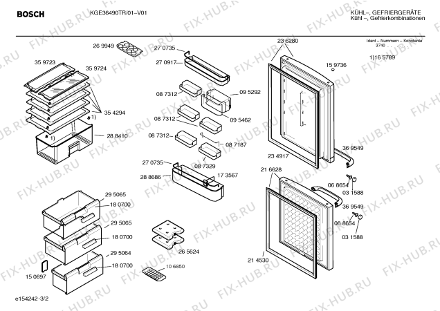 Взрыв-схема холодильника Bosch KGE36490TR - Схема узла 02