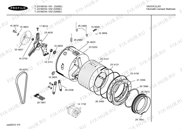 Схема №1 T-23250 с изображением Траверса для стиралки Bosch 00351294