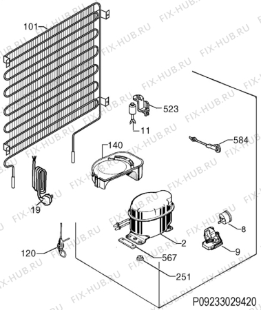 Взрыв-схема холодильника Juno Electrolux JRN30882 - Схема узла Cooling system 017