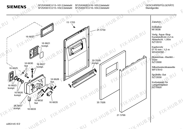 Схема №3 SF25A561EU с изображением Краткая инструкция для посудомоечной машины Siemens 00586151