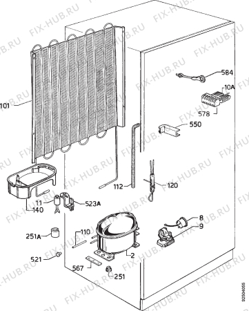 Взрыв-схема холодильника Zanussi ZI718/9K - Схема узла Cooling system 017