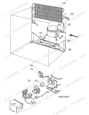 Взрыв-схема холодильника Zanussi ZFC76 - Схема узла Cooling system 017