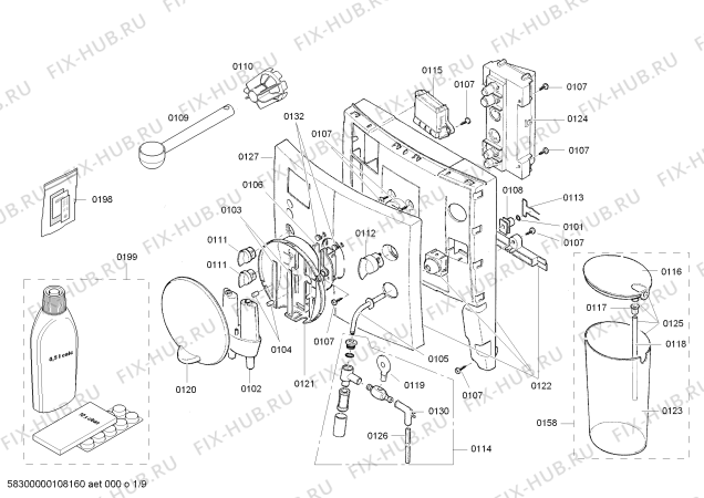Схема №3 TCA6001CH Benvenuto B20 с изображением Держатель для электрокофеварки Bosch 00490222