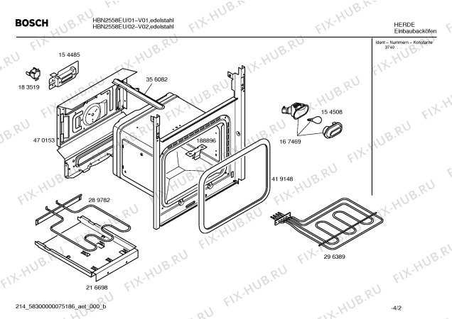 Взрыв-схема плиты (духовки) Bosch HBN2558EU - Схема узла 02