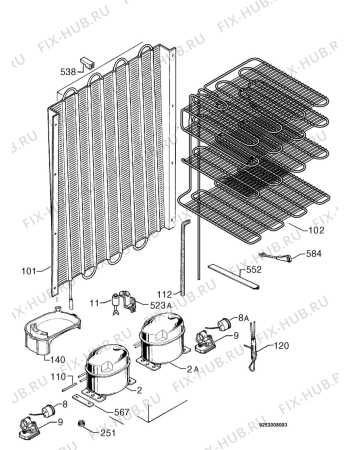 Взрыв-схема холодильника Rosenlew RJPK298 - Схема узла Cooling system 017