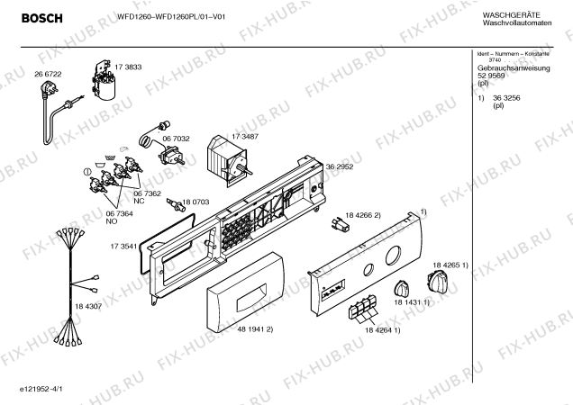 Схема №2 WFD1260PL BOSCH WFD 1260 с изображением Кнопка для стиралки Bosch 00184264