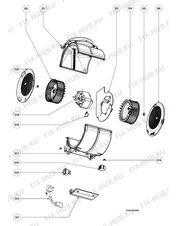 Взрыв-схема вытяжки Zanussi ZHC6141X - Схема узла Section 3