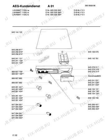 Схема №1 LAV1105 U W EU с изображением Клавиша для стиральной машины Aeg 8996452411342