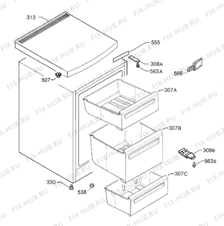 Взрыв-схема холодильника Aeg Electrolux A60126GS4 - Схема узла Housing 001