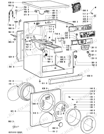 Схема №1 AWM 8083/1 с изображением Емкоть для порошка для стиралки Whirlpool 481241888055
