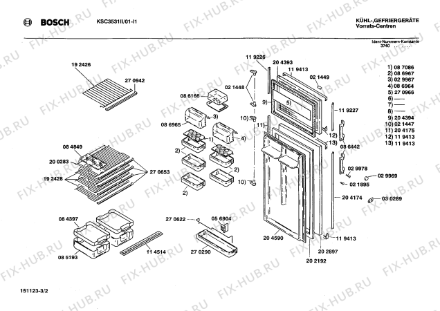 Взрыв-схема холодильника Bosch KSC3531II - Схема узла 02