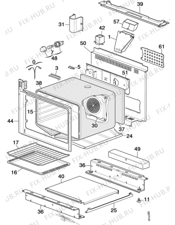 Взрыв-схема плиты (духовки) Electrolux EK6489W1 - Схема узла Structure