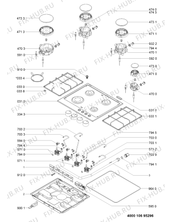 Схема №1 AKT 653/WH с изображением Покрытие для плиты (духовки) Whirlpool 481244039743