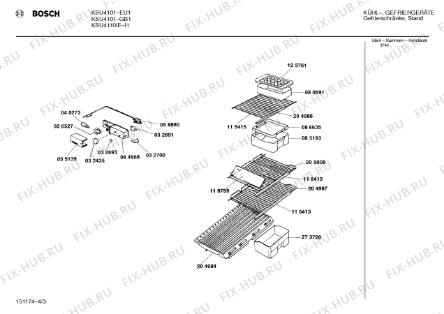 Взрыв-схема холодильника Bosch KSU4101GB - Схема узла 03
