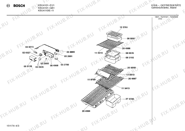 Взрыв-схема холодильника Bosch KSU4110IE - Схема узла 03