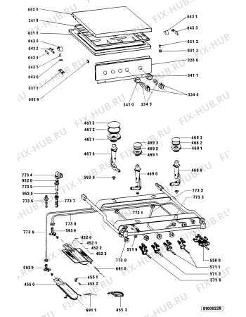Схема №1 ACM 205 BS с изображением Кнопка для плиты (духовки) Whirlpool 481941379064