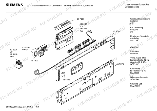 Схема №2 SGV43A33EU с изображением Краткая инструкция для электропосудомоечной машины Siemens 00589238