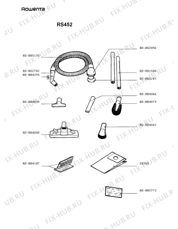 Взрыв-схема пылесоса Rowenta RS452 - Схема узла RS452___.__1