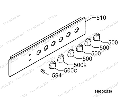 Взрыв-схема плиты (духовки) Electrolux EON400B - Схема узла Command panel 037