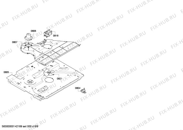 Взрыв-схема плиты (духовки) Siemens HB13MB520B - Схема узла 09