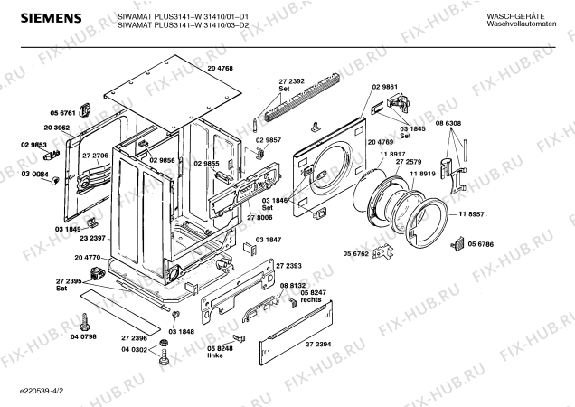 Взрыв-схема стиральной машины Siemens WI31410 SIWAMAT PLUS 3141 - Схема узла 02