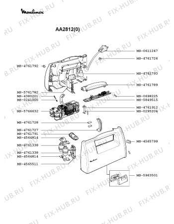 Взрыв-схема блендера (миксера) Moulinex AA2812(0) - Схема узла HP000574.1P1