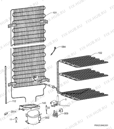 Взрыв-схема холодильника Electrolux ERB34633W - Схема узла Cooling system 017