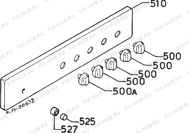 Взрыв-схема плиты (духовки) Zanussi GC5600 - Схема узла Command panel 037