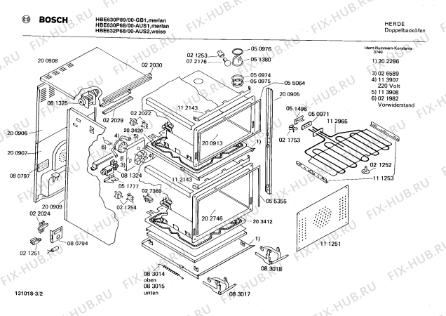 Схема №2 0750452139 HBE682D с изображением Корпус духовки для плиты (духовки) Bosch 00200913