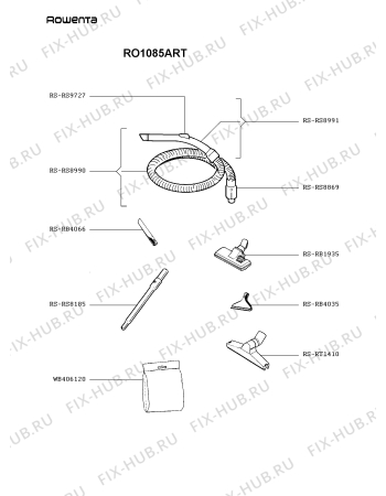 Взрыв-схема пылесоса Rowenta RO1085ART - Схема узла 5P002621.3P2