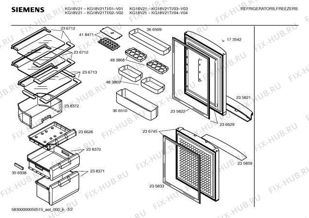 Схема №1 KG18V21TI с изображением Выдвижной ящик для холодильника Siemens 00238370