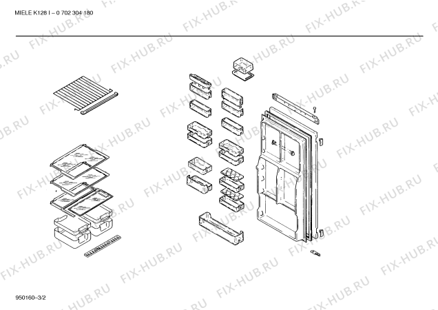 Взрыв-схема холодильника Miele KICMI11 k128i -0 702 304 191 - Схема узла 02