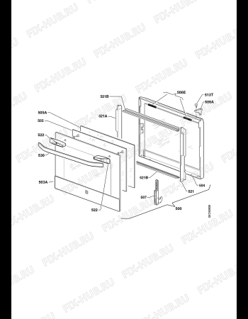 Взрыв-схема плиты (духовки) Husqvarna Electrolux QCE742-1-A - Схема узла Door 003