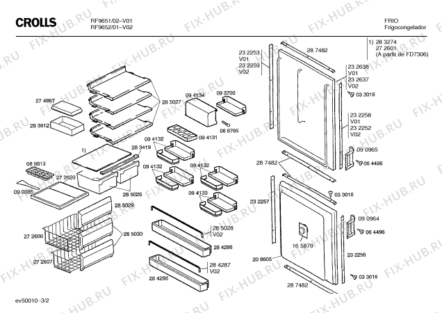 Взрыв-схема холодильника Crolls RF9652 - Схема узла 02