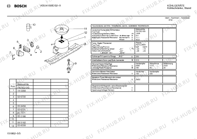 Взрыв-схема холодильника Bosch KSU4150IE - Схема узла 05