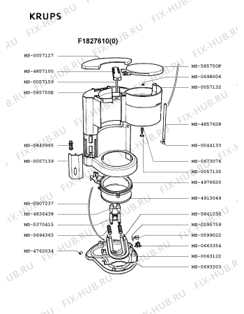 Взрыв-схема кофеварки (кофемашины) Krups F1827610(0) - Схема узла MP001453.0P2