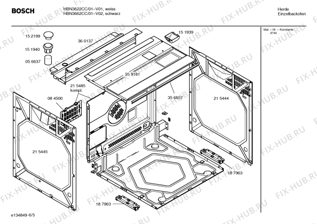 Взрыв-схема плиты (духовки) Bosch HBN3622CC - Схема узла 05