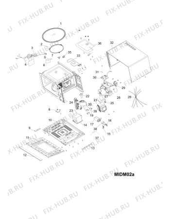 Схема №1 MWHA2322X (F086173) с изображением Обшивка для плиты (духовки) Indesit C00380241