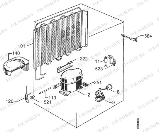 Взрыв-схема холодильника Zanker TT170 - Схема узла Cooling system 017