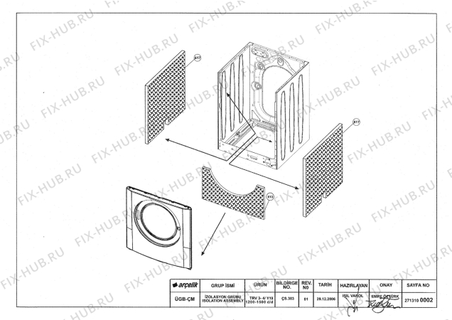 Взрыв-схема стиральной машины Beko BEKO WMD 77140 (7145881100) - ISOLATION ASSEMBLY(rev 01)