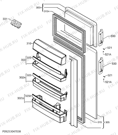 Взрыв-схема холодильника Aeg Electrolux S73000DSW0 - Схема узла Door 003