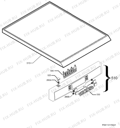 Взрыв-схема посудомоечной машины Electrolux ESF6620ROX - Схема узла Command panel 037