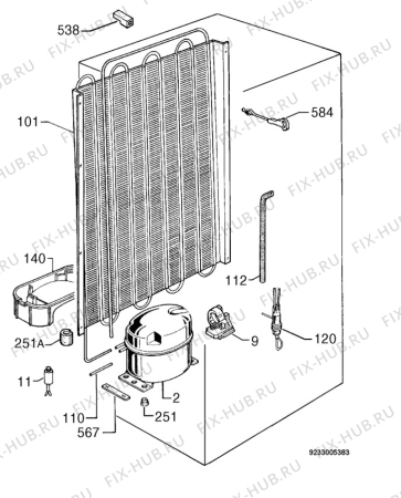 Взрыв-схема холодильника Electrolux ERC3022: - Схема узла Cooling system 017