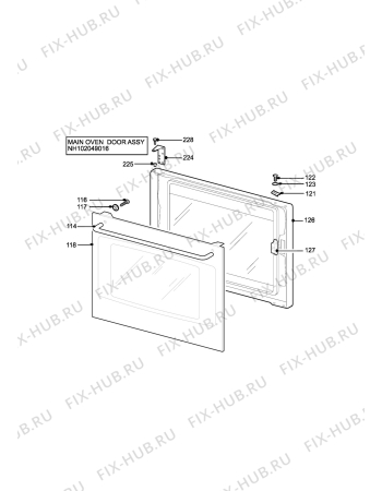 Взрыв-схема плиты (духовки) Parkinson Cowan SIG320SN2 - Схема узла H10 Main Oven Door (large)