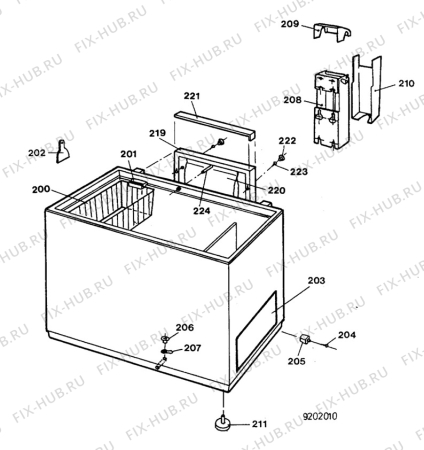 Взрыв-схема холодильника Zanussi ZAC150 - Схема узла C30 Cabinet/interior B