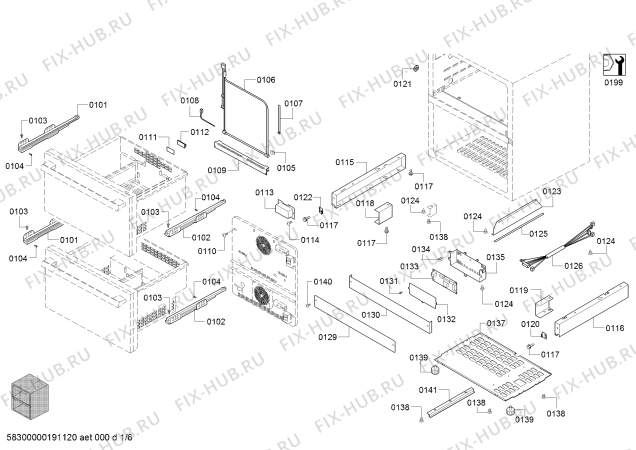 Схема №4 T24UR810DS с изображением Задняя часть корпуса для плиты (духовки) Bosch 00683007