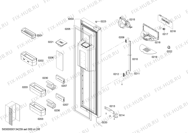 Взрыв-схема холодильника Siemens KA63DV20TI - Схема узла 02
